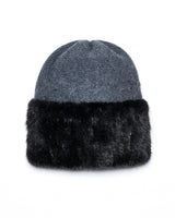 Wool Hat With Knitted Mink trim
