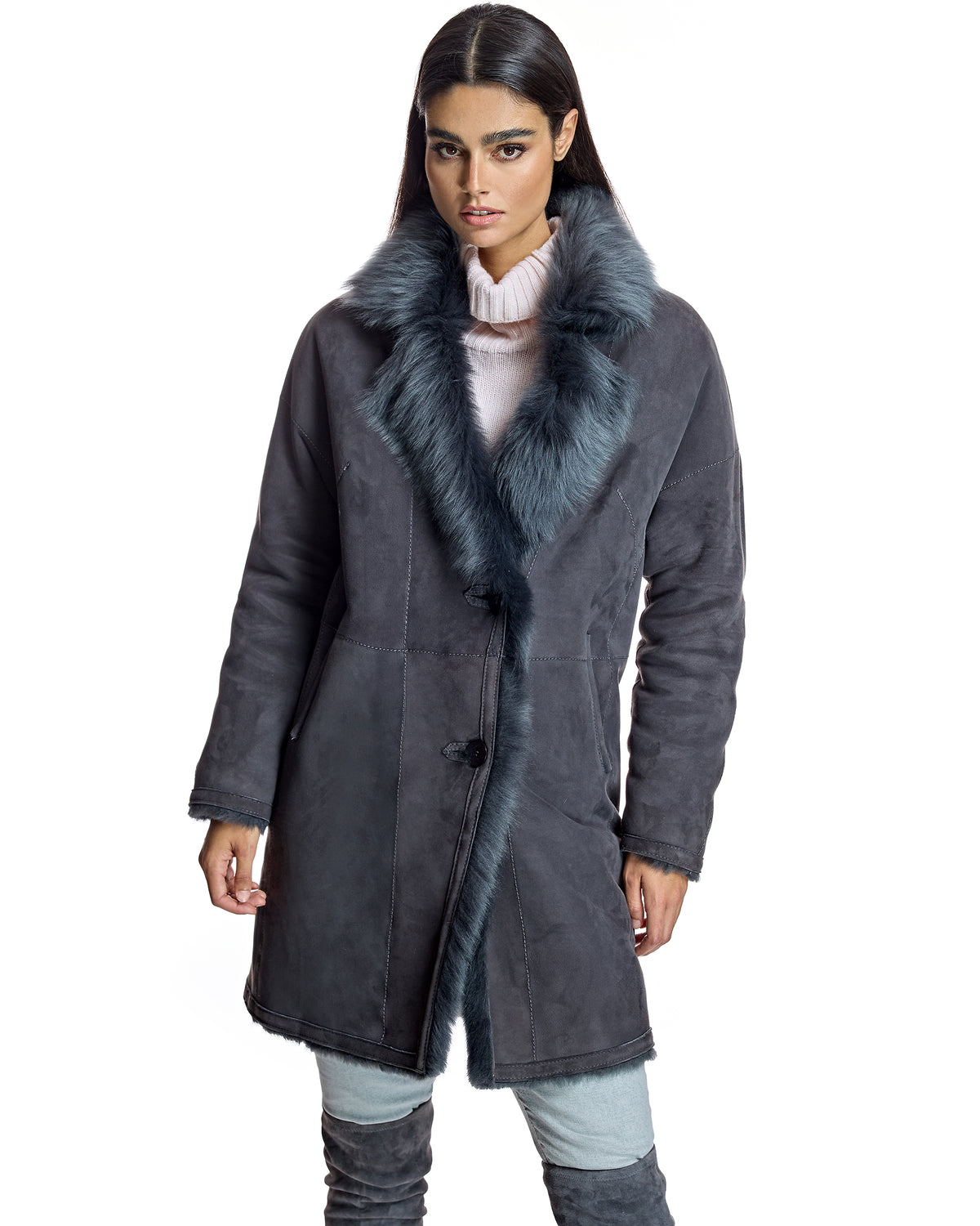 Julia & Stella by Maximilian Reversible Shearling Jacket-Maximilian