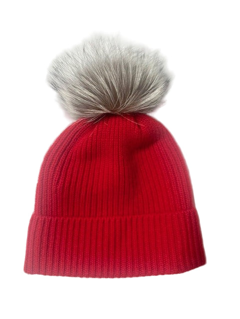 Cashmere Hat with Fox Pom-Maximilian