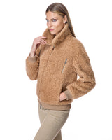 Julia & Stella Camel Lamb's Wool Bomber Jacket-Maximilian