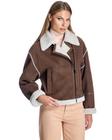 Maximilian Cropped Shearling Moto Jacket- Maximilian
