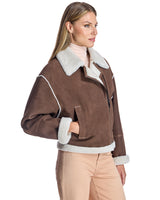 Maximilian Cropped Shearling Moto Jacket- Maximilian