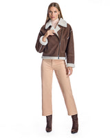 Maximilian Cropped Shearling Moto Jacket- Maximilian