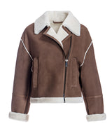 Maximilian Cropped Shearling Moto Jacket- Maximilian