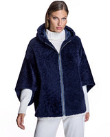 Julia & Stella by Maximilian Reversible Hooded Shearling Cape Jacket-Maximilian