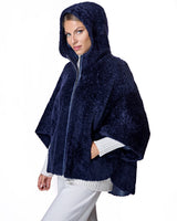Julia & Stella by Maximilian Reversible Hooded Shearling Cape Jacket-Maximilian