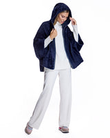 Julia & Stella by Maximilian Reversible Hooded Shearling Cape Jacket-Maximilian
