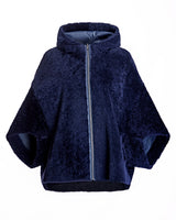 Julia & Stella by Maximilian Reversible Hooded Shearling Cape Jacket-Maximilian