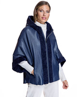 Julia & Stella by Maximilian Reversible Hooded Shearling Cape Jacket-Maximilian