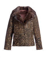 Swakara Lamb Jacket with Mink Notch Collar-Maximilian