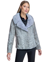 Swakara Lamb Jacket with Mink Notch Collar-Maximilian