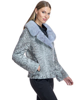 Swakara Lamb Jacket with Mink Notch Collar-Maximilian