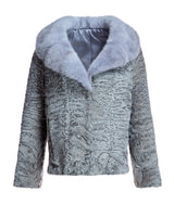 Swakara Lamb Jacket with Mink Notch Collar-Maximilian
