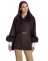 Maximilian Woolblend Cape with Fur trim Cuffs-Maximilian