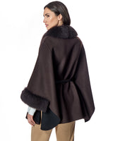 Maximilian Woolblend Cape with Fur trim Cuffs-Maximilian