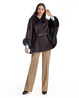 Maximilian Woolblend Cape with Fur trim Cuffs-Maximilian