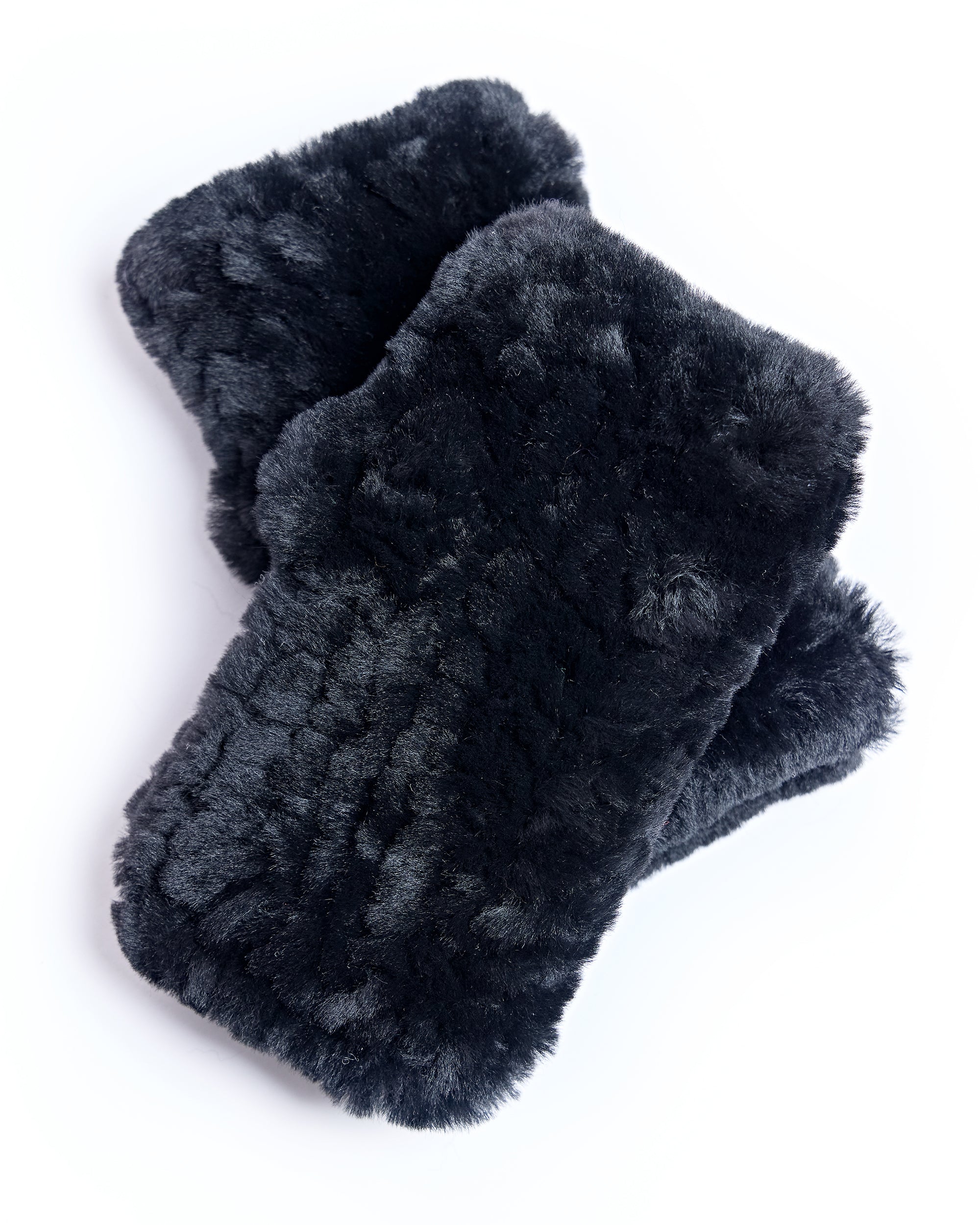 Julia & Stella by Maximilian Knitted Shearling Fingerless Gloves-Maximilian