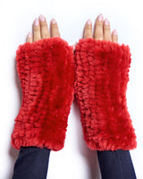 Julia & Stella by Maximilian Knitted Shearling Fingerless Gloves-Maximilian