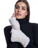 Julia & Stella by Maximilian Knitted Shearling Fingerless Gloves-Maximilian