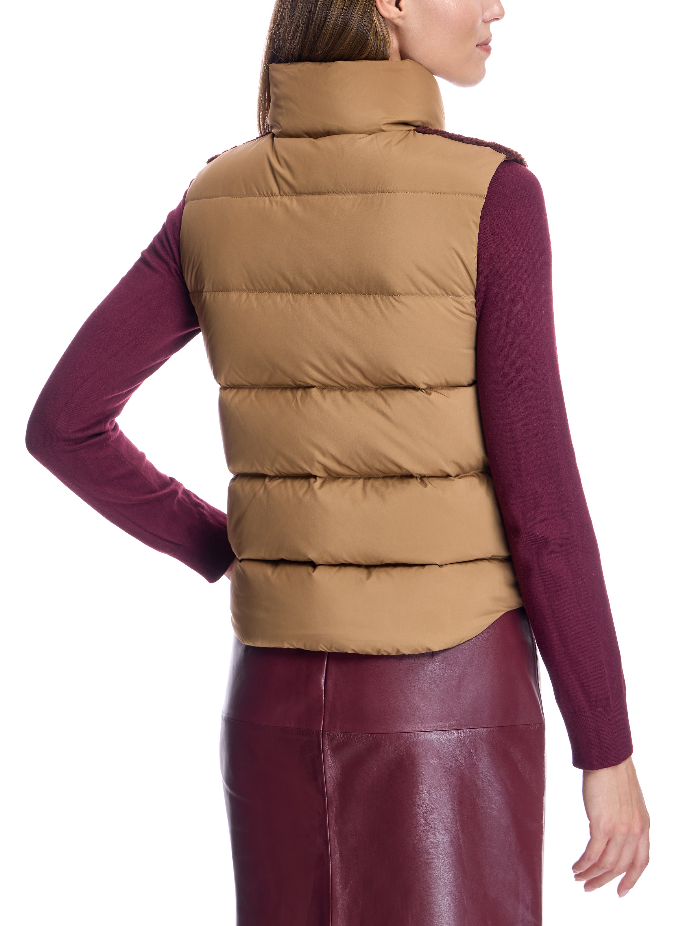 Shearling Lamb Vest with Nylon Puffer Back