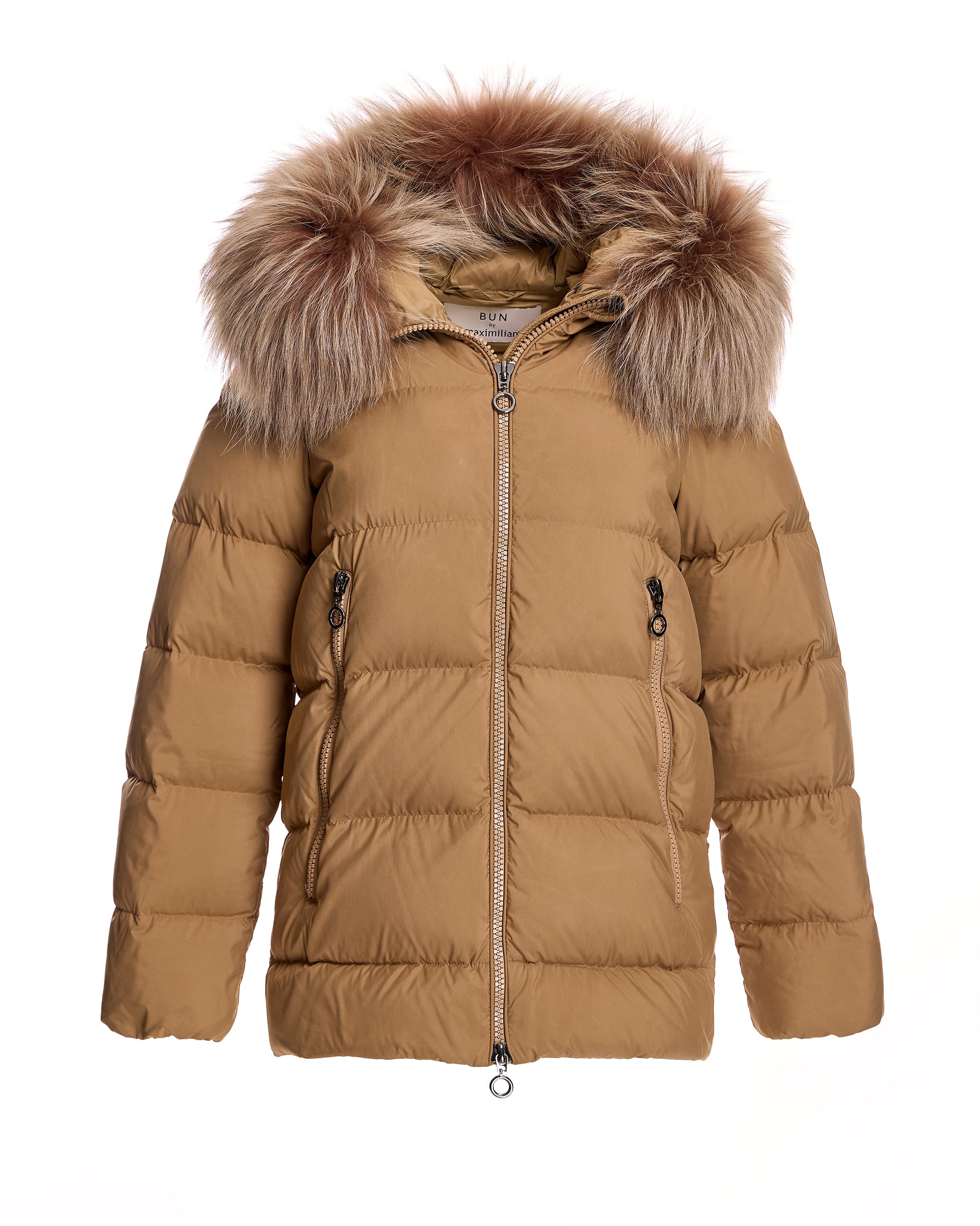 Polyester Jacket with Dyed Finn Raccoon Trimmed Hood