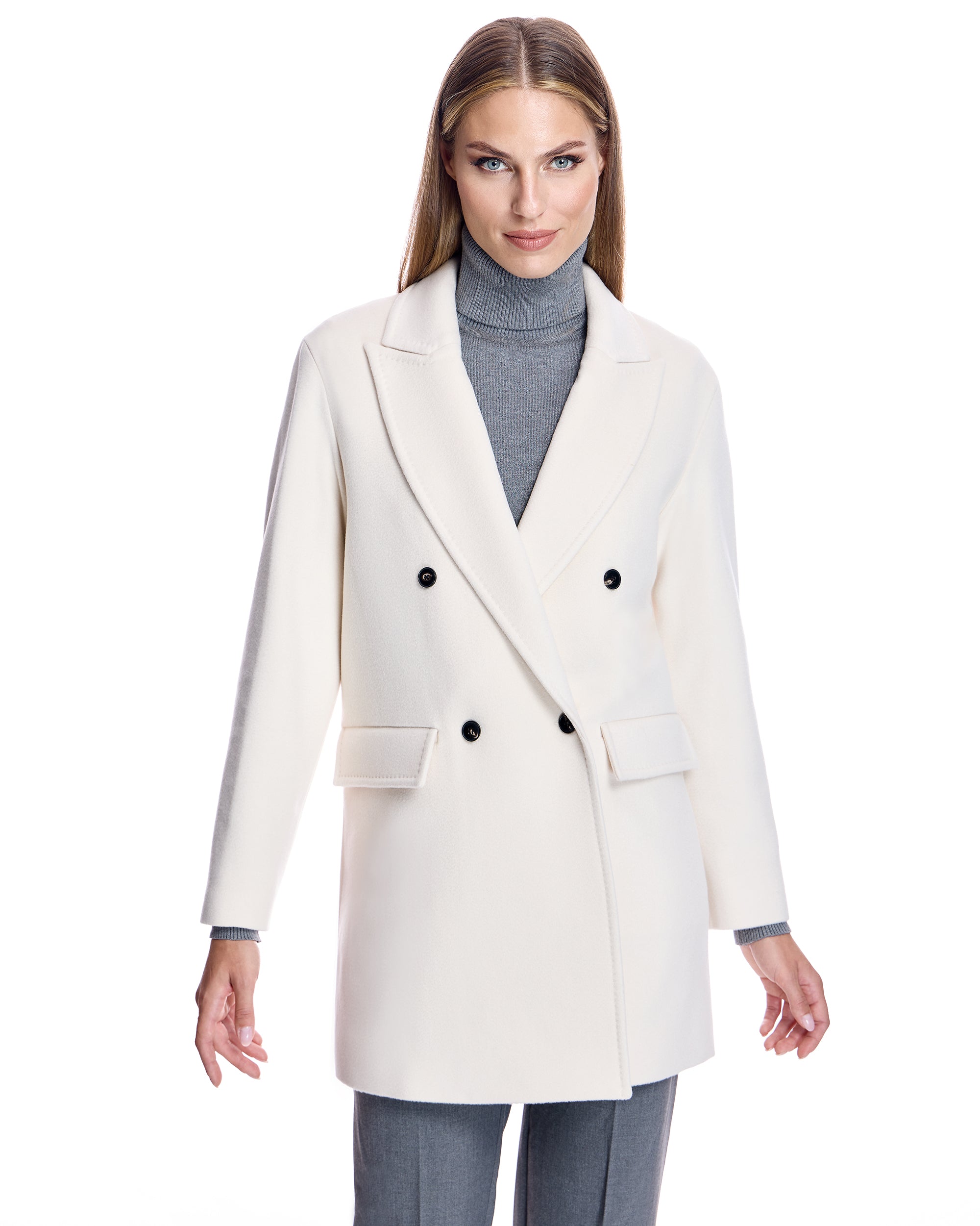 Double Breasted Wool Blend Coat