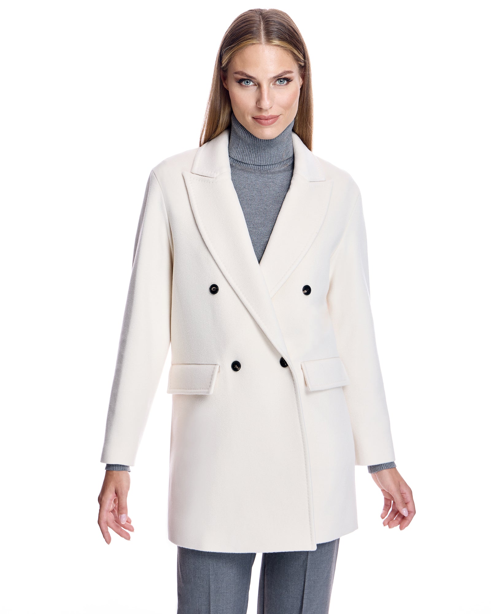 Double Breasted Wool Blend Coat