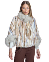 Maximilian MInk Sections Tunic Jacket with Fox Trim