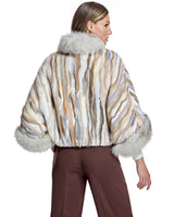 Maximilian MInk Sections Tunic Jacket with Fox Trim