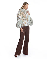 Maximilian MInk Sections Tunic Jacket with Fox Trim