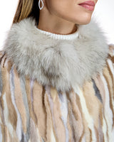 Maximilian MInk Sections Tunic Jacket with Fox Trim