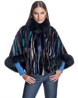 Maximilian MInk Sections Tunic Jacket with Fox Trim