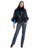 Maximilian MInk Sections Tunic Jacket with Fox Trim