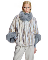 Maximilian MInk Sections Tunic Jacket with Fox Trim
