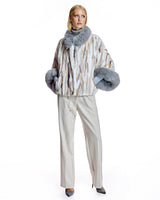 Maximilian MInk Sections Tunic Jacket with Fox Trim