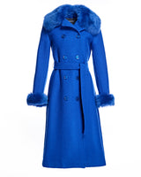 Julia & Stella by Maximilian Fur-Trimmed Wool Coat-Maximilian