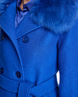 Julia & Stella by Maximilian Fur-Trimmed Wool Coat-Maximilian