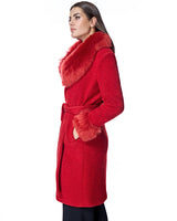 Julia & Stella by Maximilian Wool Coat With Toscana Lamb Trim-Maximilian