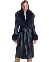 Belted Leather Trench Coat with Toscana Lamb Trim - Maximilian
