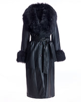 Belted Leather Trench Coat with Toscana Lamb Trim - Maximilian
