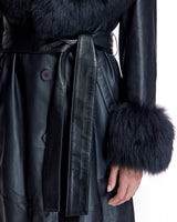 Belted Leather Trench Coat with Toscana Lamb Trim - Maximilian