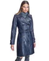 Croc Stamped Leather Trench Coat- Maximilian