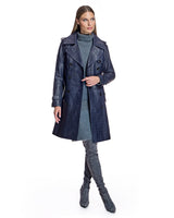 Croc Stamped Leather Trench Coat- Maximilian