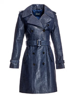 Croc Stamped Leather Trench Coat- Maximilian