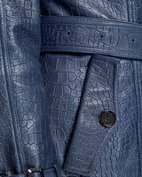 Croc Stamped Leather Trench Coat- Maximilian