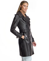 Croc Stamped Leather Trench Coat- Maximilian