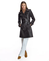 Croc Stamped Leather Trench Coat- Maximilian