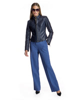Croc -Embossed  Leather with Stand CollarJacket- Maximilian