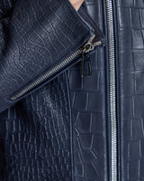 Croc -Embossed  Leather with Stand CollarJacket- Maximilian