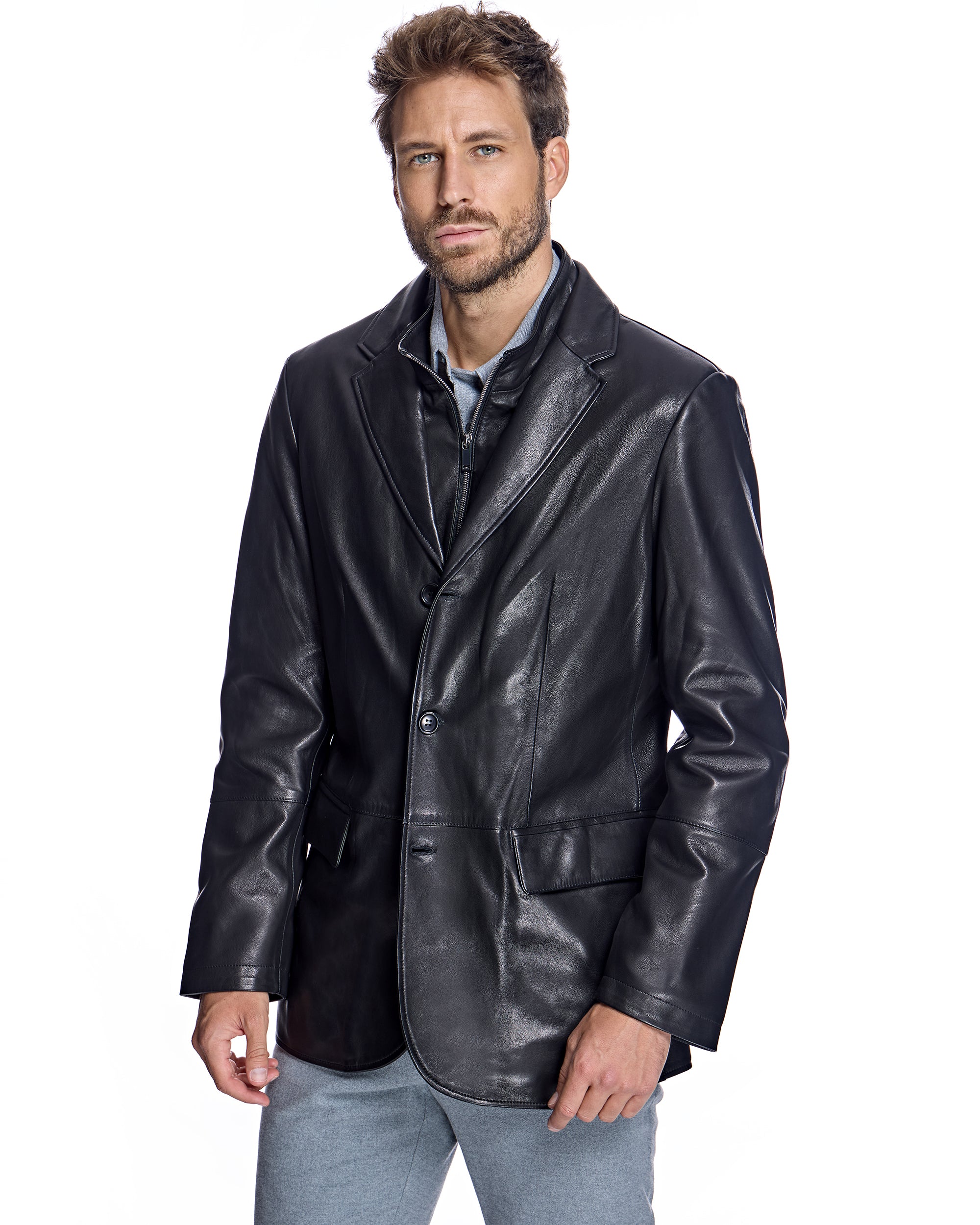 Men's Leather Blazer